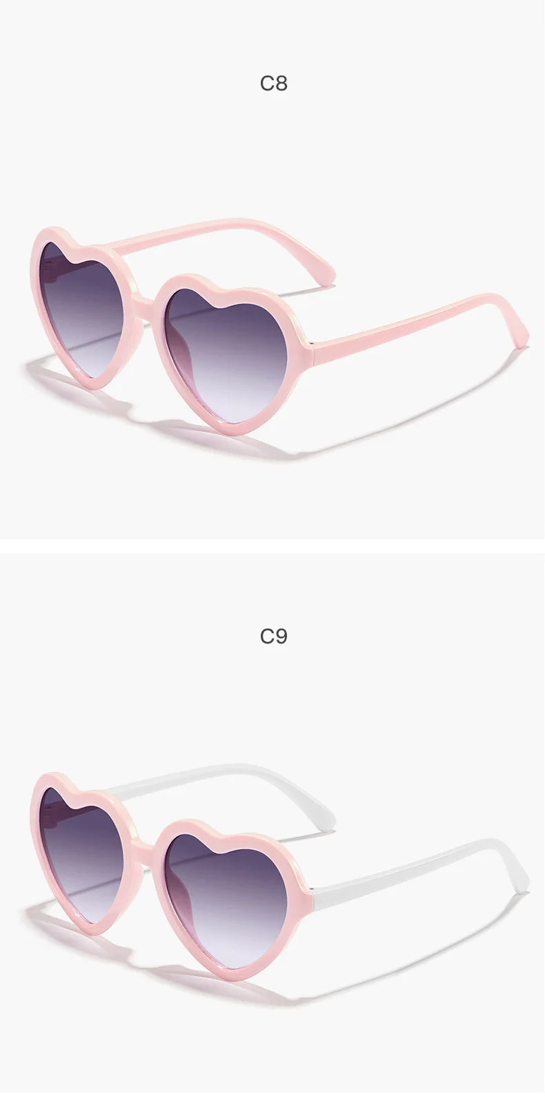 Stylish Kids rose pink Heart Sunglasses UV400 Protection Adjustable Frame for Boys Girls Baby Toddler 0-12 Years eyewear