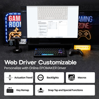 Teclado Mecânico Magnético EPOMAKER HE80 75% Layout US QWERTY Hot-Swap Creamy Gasket com Fio, Efeito Hall, DKS SOCD para PC/Mac