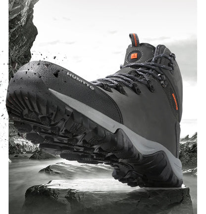 Zapatos de senderismo HUMTTO, botas de caza impermeables para hombre, botas tácticas de combate para desierto hasta el tobillo, botas de trekking para hombre y mujer, zapatillas cálidas de cuero