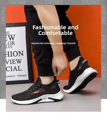 Hot Sale Of The Season New Men's Running Shoes Breathable Lightweight Knitted Lace-Up Sports Sneakers Fashionable Korean Styl...