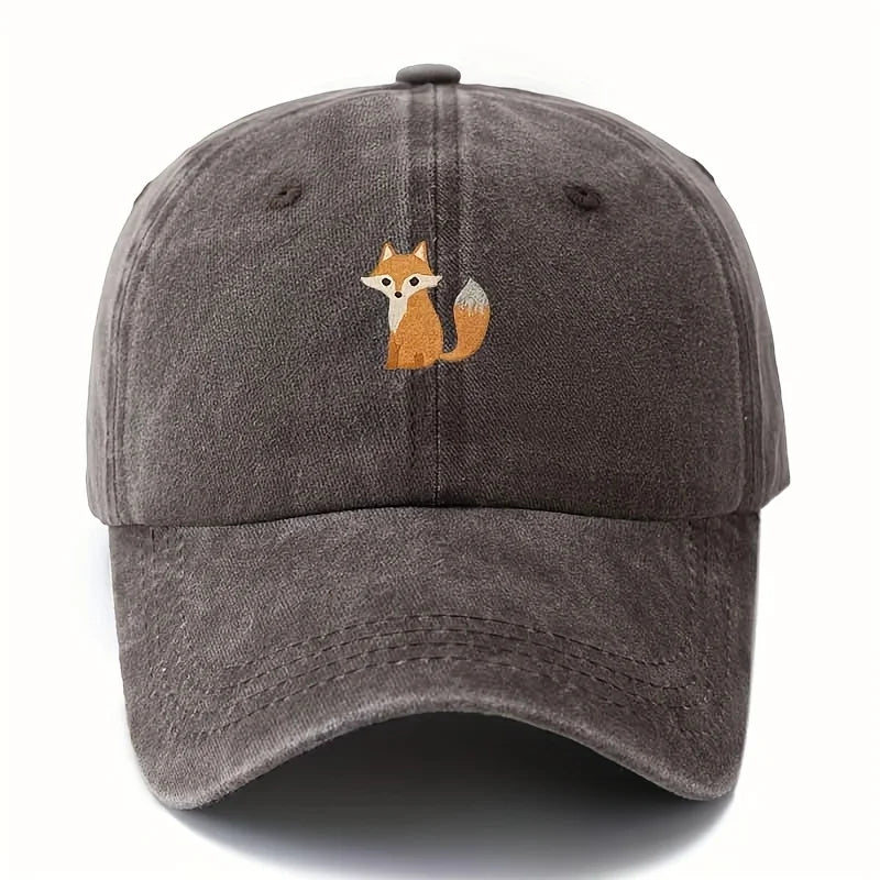 Boné de baseball estampado com padrão de raposa adorável para moda casual do dia a dia, chapéu versátil para deslocações urbanas, adequado para homem e mulher