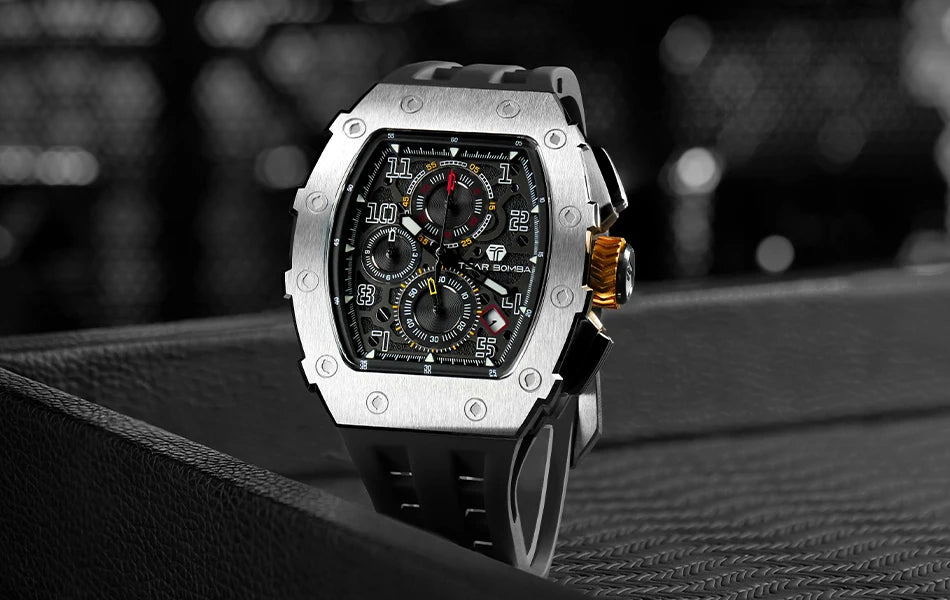 Reloj TSAR BOMBA New TB8204 para hombre, cronógrafo de cuarzo japonés, resistente al agua 50M, reloj de pulsera deportivo de moda, reloj masculino de lujo, regalo para hombre
