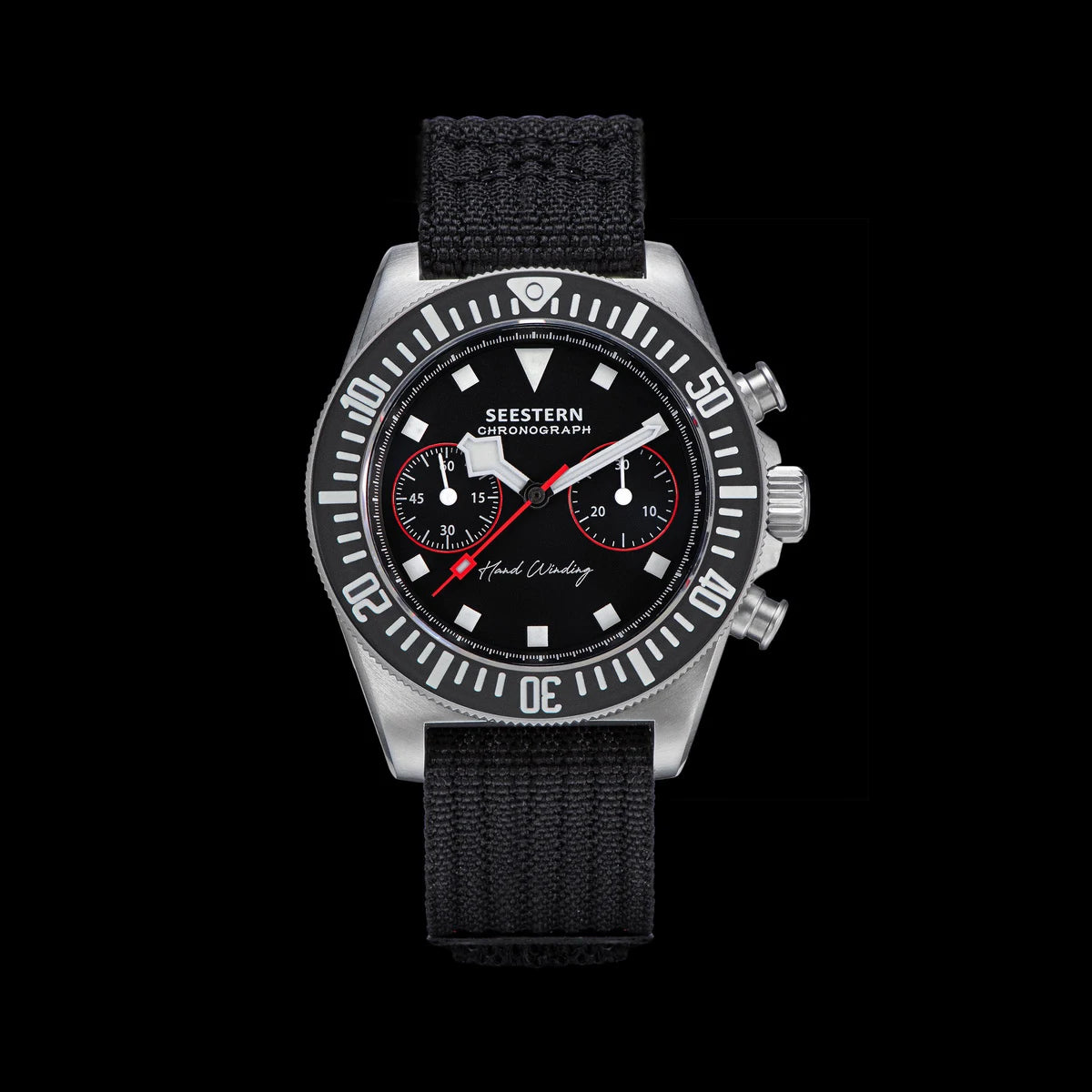 SEESTERN cronógrafo para hombre, reloj mecánico con movimiento Tianjin ST1901, cristal de zafiro, correa de nailon con velcro, esqueleto luminoso