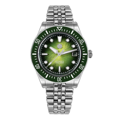 Relógio de mergulho de luxo para homem San Martin 40mm Miyota 9015, mostrador em esmalte sunburst, relógio de pulso mecânico automático, resistente à água 200m, SN0148