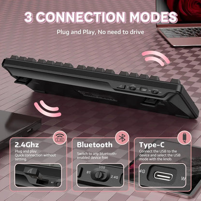 Attack Shark X87 Wireless Mechanical Keyboard, Tri-Mode Hot Swappable Gasket Gaming Keyboard with RGB Backlit, Bluetooth 5.0/2.4GHz/USB-C TKL Mechanical Keyboard