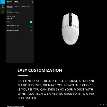 Logitech G203 Wired Gaming Mouse, Esports-Grade, 6 Programmable Buttons & Multi-Color for Competitive Games
