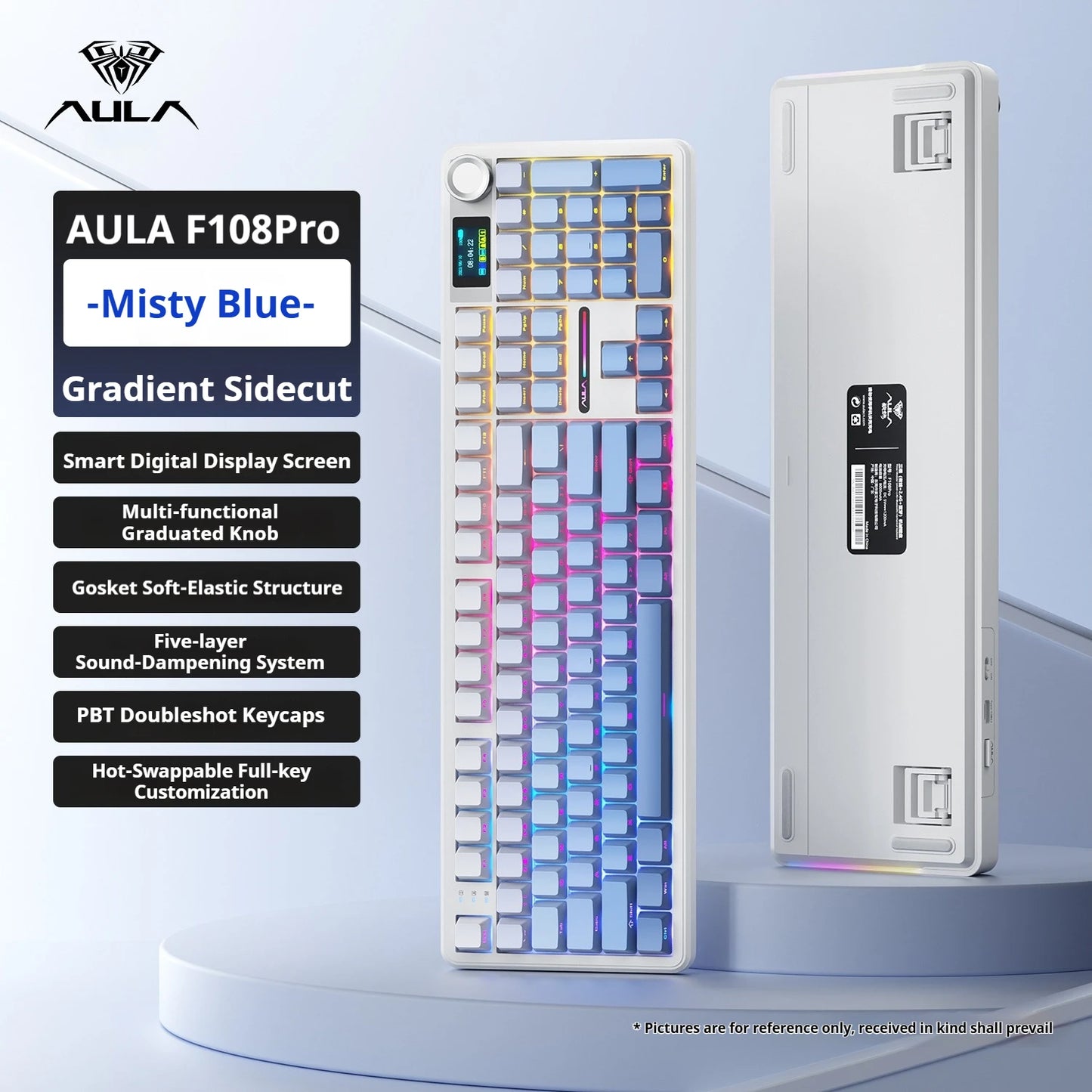 AULA F108 PRO Mechanische Tastatur Custom 100%-Layout RGB-Hintergrundbeleuchtung Kabellos Bluetooth Hifi-Switch Gaming-Tastatur
