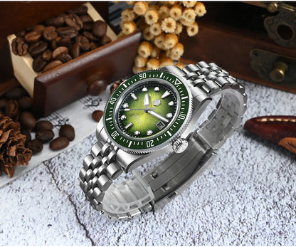 Relógio de mergulho de luxo para homem San Martin 40mm Miyota 9015, mostrador em esmalte sunburst, relógio de pulso mecânico automático, resistente à água 200m, SN0148