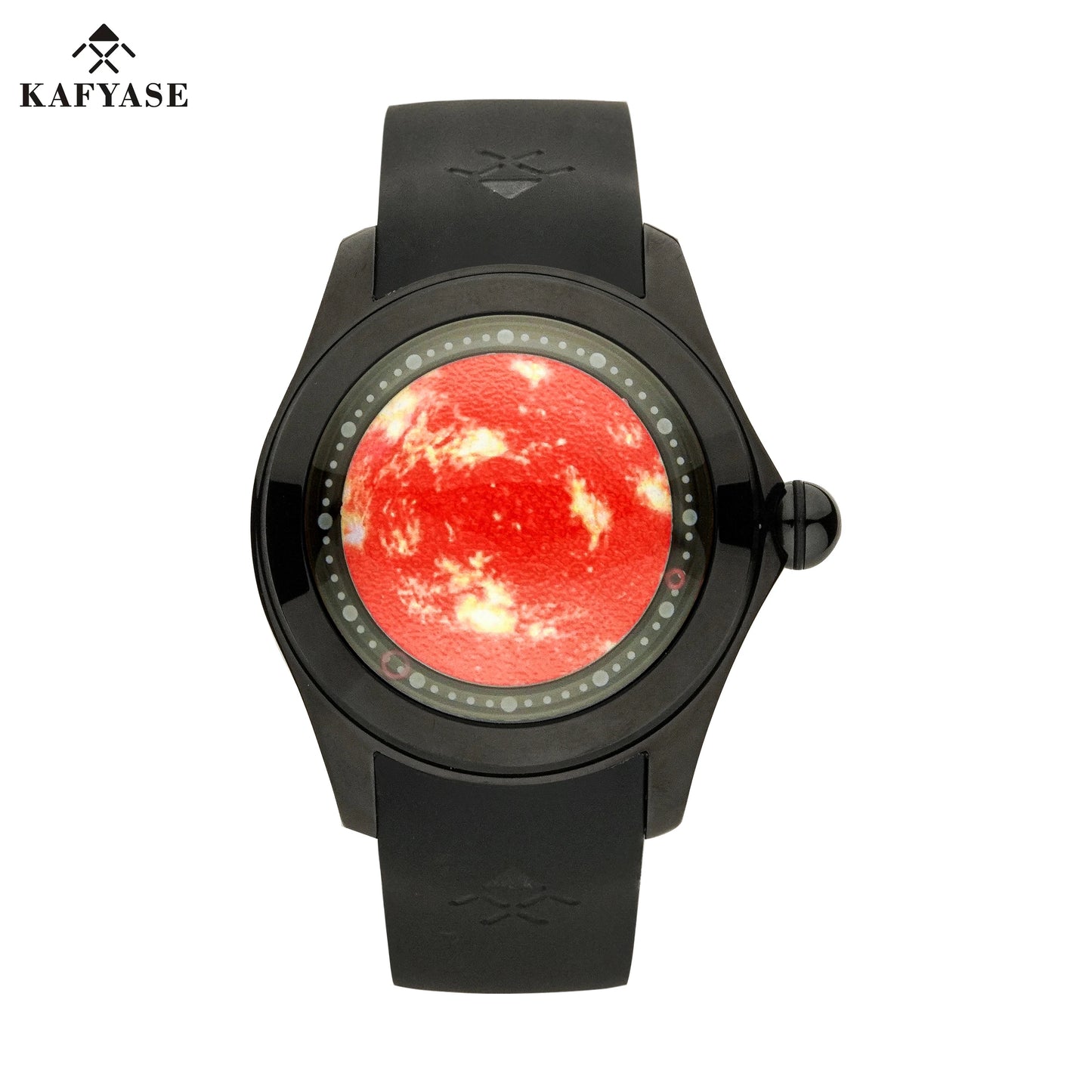 KAFYASE Fashion Earth Bubble Rubber Automatic Watches Luxury Men 46mm Mechanical Wristwatches Art Eye Ball Dial Classic Watch