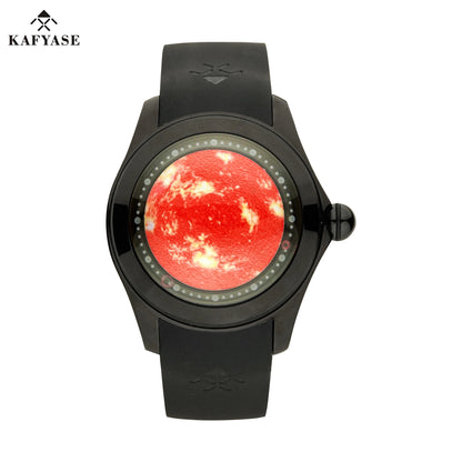 KAFYASE Fashion Earth Bubble Rubber Automatic Watches Luxury Men 46mm Mechanical Wristwatches Art Eye Ball Dial Classic Watch