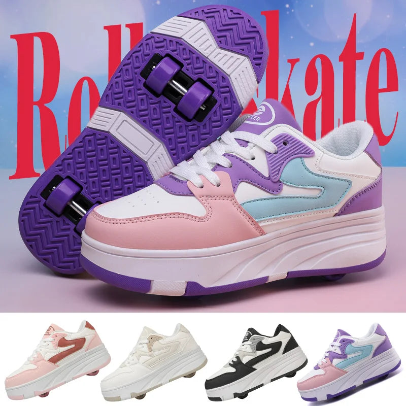 Children's Outdoor Sports Roller Skates Shoes Single Row Wheel kids Sliding Shoes four-Wheel for boys and grils