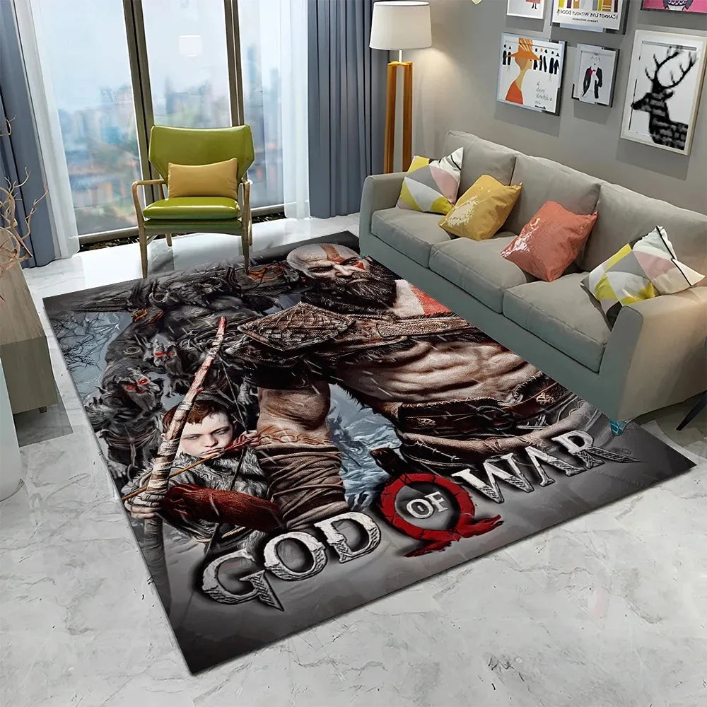 3D God of War Games Carpet Home Living Room Bedroom Sofa Doormat Decor Kids Play Area Rug Non-slip Mechanical Washable Floor Mat