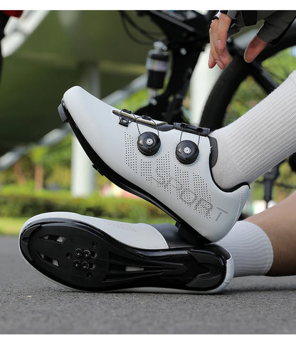 Scarpe da ciclismo ultraleggere, traspiranti e leggere, suole rigide compatibili SPD per allenamento e competizioni su bici da strada e mountain bike