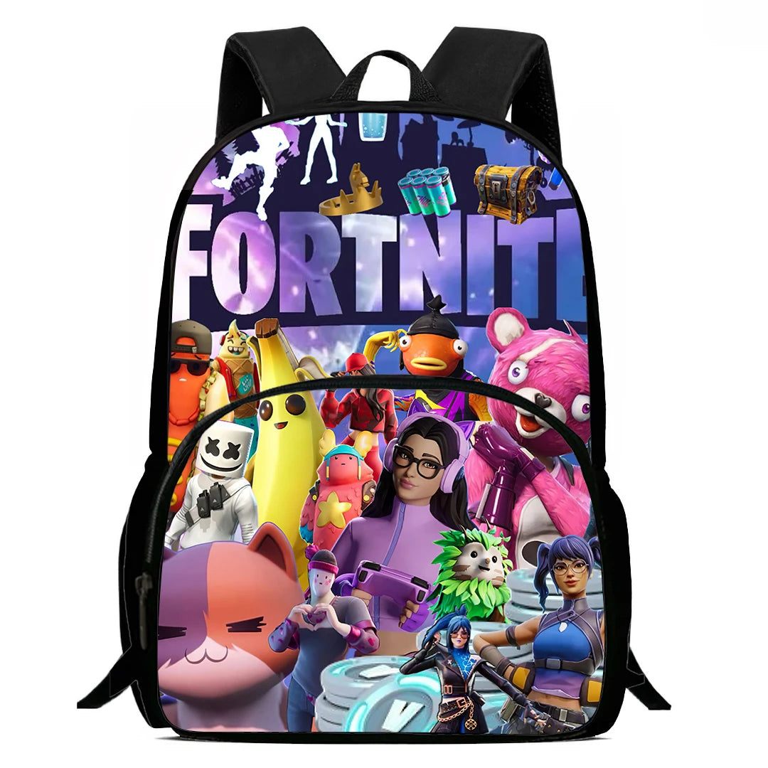 Kids School Backpack with Front Pocket, Light Weight Cartoon Fortnite Children Backpack For Age 6-9, Bags For Boys Girls
