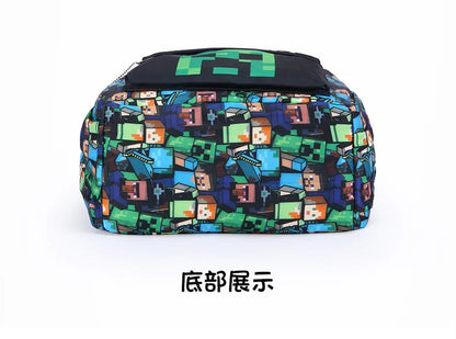 In Stock Minecraft Backpack Graffiti Print Lightweight School Backpack Casual Daily Travel Bag For Male Young Men Outdoor Use