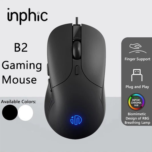 Mouse cablato USB INPHIC B2 silenzioso per ufficio e gaming, per PC e laptop