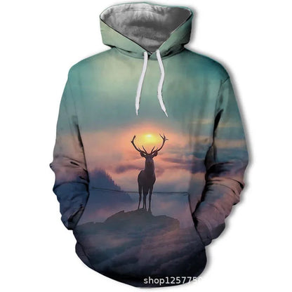 Neuer modischer Hoodie mit 3D-Tierprint für Herren und Damen, personalisiertes Design, Sweatshirt mit Schnee- und Doppelwolf-Motiv, Harajuku Oversized Hoodie