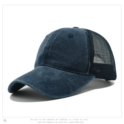 Custom Logo Blank Baseball Cap For Men Summer Breathable Mesh Hat Women Vintage Washed Distressed Trucker Sun Hats