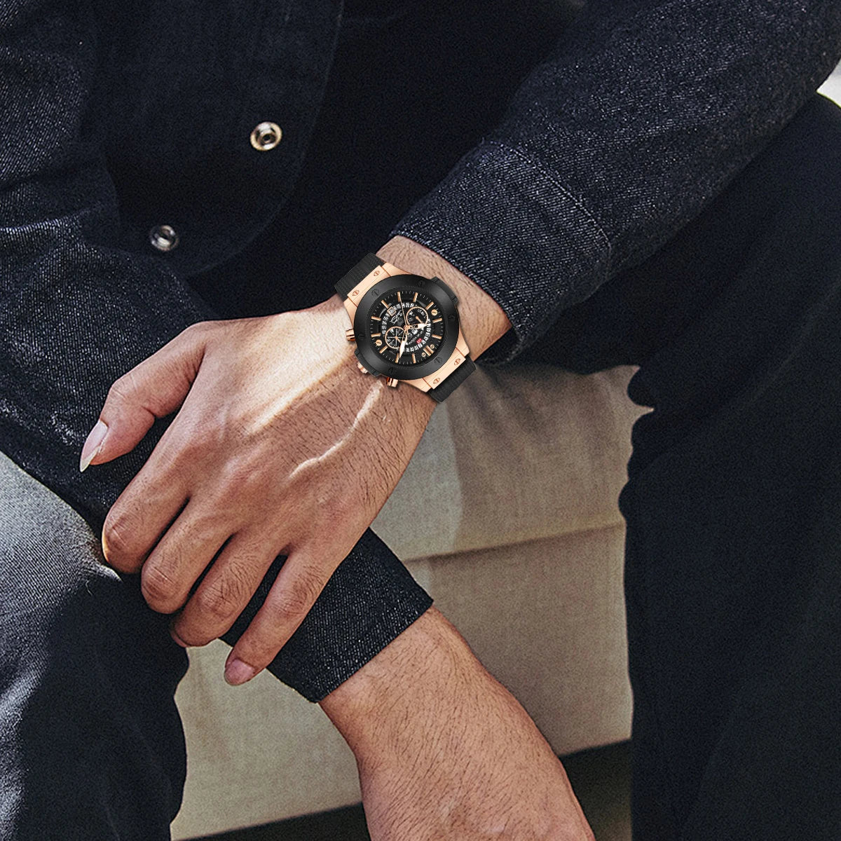 2023 New Men's Watch Top Brand Luxury Sports Silicone Strap Japanese Movement Calendar Quartz Waterproof Watch Relogio Masculino