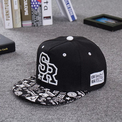 2026 NEW fashion embroidery letter SR baseball cap hip hop hat men and women outdoor sports and leisure flat shade snapback cap