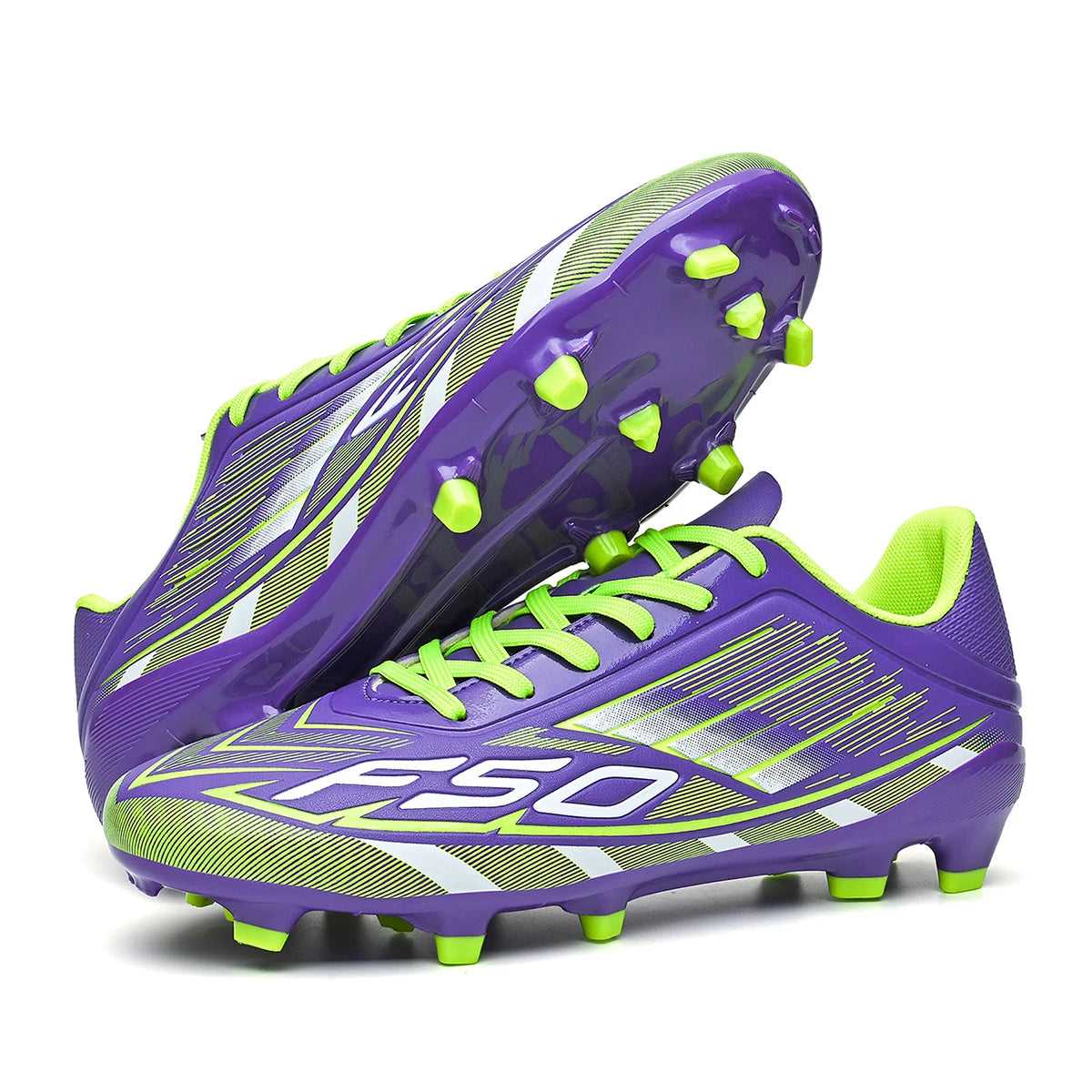 Chaussures de football AG FG pour adultes, tissu PU doux et agréable pour la peau, semelle extérieure antidérapante en TPU, résistantes à l'usure, pour les matchs sur gazon du week-end