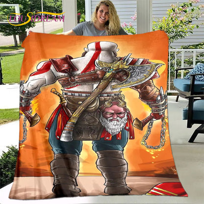 Game God of War Gamers Soft Plush Blanket,Flannel Blanket Throw Blanket for Living Room Bedroom Bed Sofa Picnic Cover Bettdecke