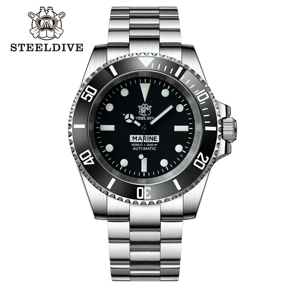 STEELDIVE SD1954 Black Dial 41MM Stainless Steel NH35 Automatic Movement What Ghost Men's 300M Dive Watch Sapphire Glass