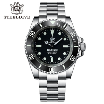 STEELDIVE SD1954 Black Dial 41MM Stainless Steel NH35 Automatic Movement What Ghost Men's 300M Dive Watch Sapphire Glass