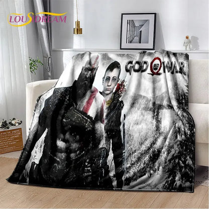 God of War Game Gamers Kratos Soft Plush Blanket,Flannel Blanket Throw Blanket for Living Room Bedroom Bed Sofa Picnic Cover Kid