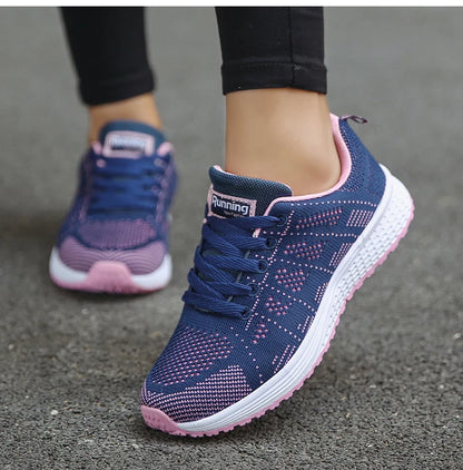 Women's Sneakers 2025 New Fashion Breathable Trainers, Comfortable Sneakers Mesh Fabric Lace-Up, Women's Tennis Shoes