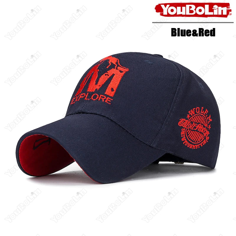 M letter Wolf Totem Embroidery Cotton Adjustable Baseball Cap Sun Hat Trucker Caps Dad Hats