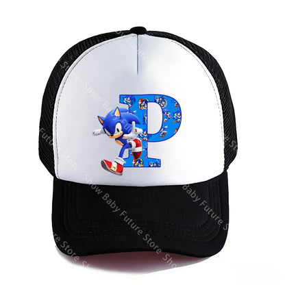 Summer Black Baseball Caps for Adult Cartoon Letters Sonics Boys Girls Outdoor Sports Breathable Mesh Hat Cute Anime Sunbonnet