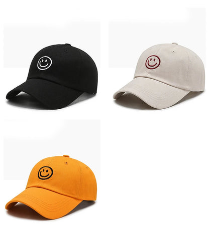 Four Seasons Cap, Polyester Cotton Embroidered Smiley, Lesbial Baseball Cap, Sunscreen Breathable Hat