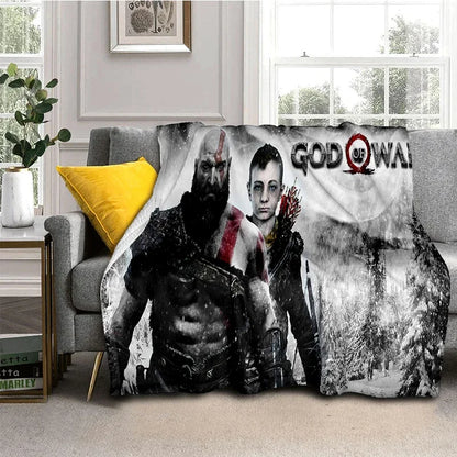 God of War Games Kratos Cartoon Soft Flannel Blanket for Beds Bedroom Sofa Picnic,Throw Blanket for Cover Outdoor Leisure Gift