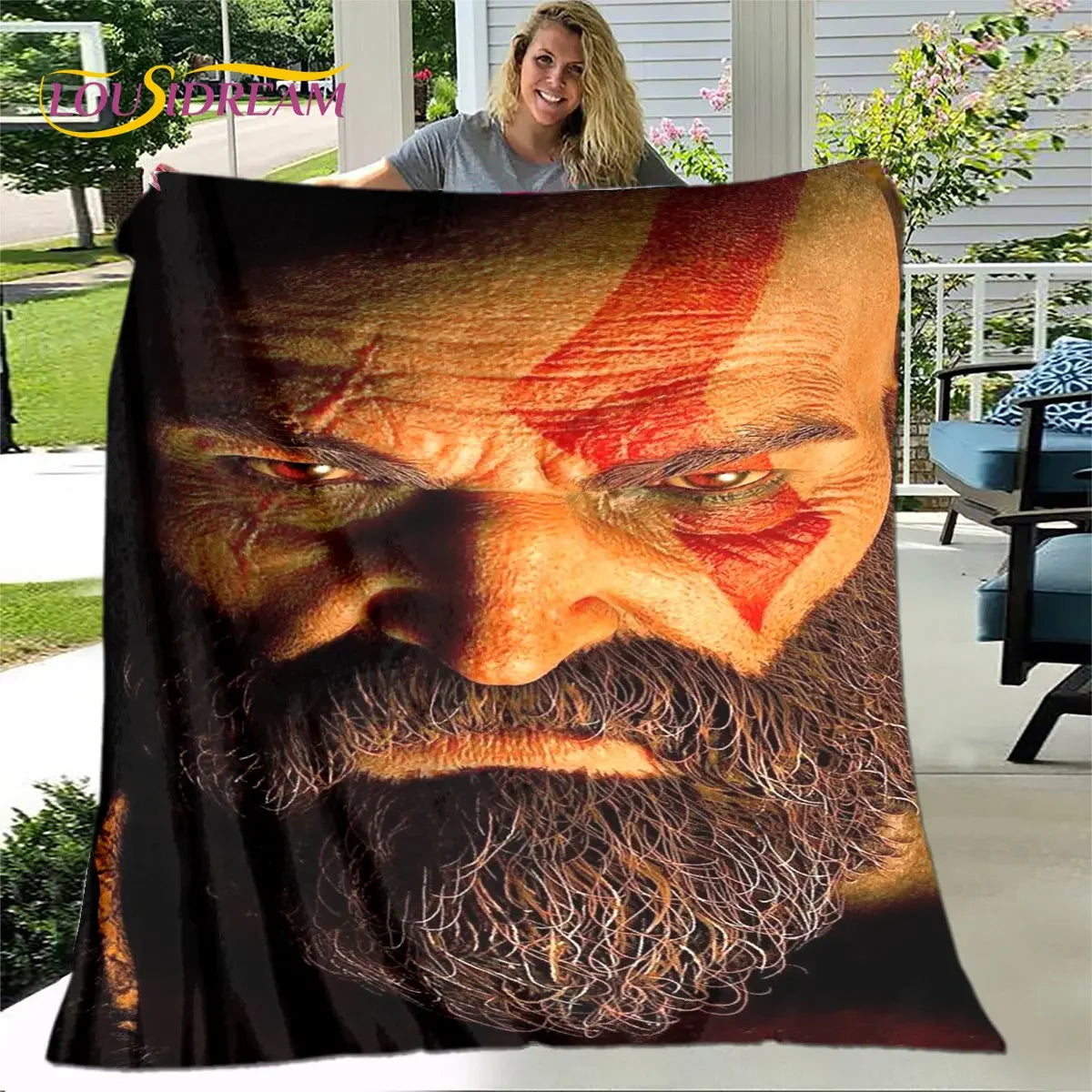 Game God of War Gamers Soft Plush Blanket,Flannel Blanket Throw Blanket for Living Room Bedroom Bed Sofa Picnic Cover Bettdecke