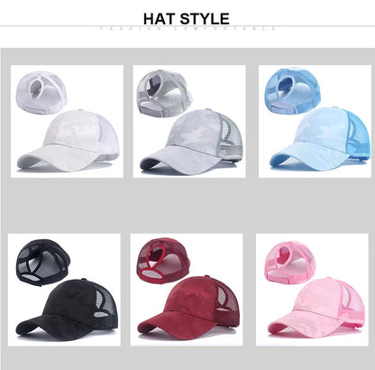 Stylish Camo Print Women's Baseball Cap with Ponytail Hole  Breathable Mesh Adjustable Fit Perfect for Running Hiking Daily Wear