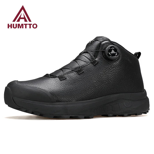 Zapatos de cuero HUMTTO para hombre, calzado deportivo de invierno para camping y actividades al aire libre, botas de trekking transpirables, zapatillas de senderismo antideslizantes para hombre