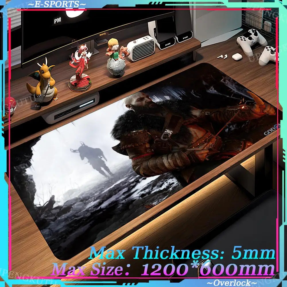 Game G_God of War R_Ragnarok Computer XXL MousePad Game Accessories Oversized Floor Mat Game Desktop Protective Pad Table Mat