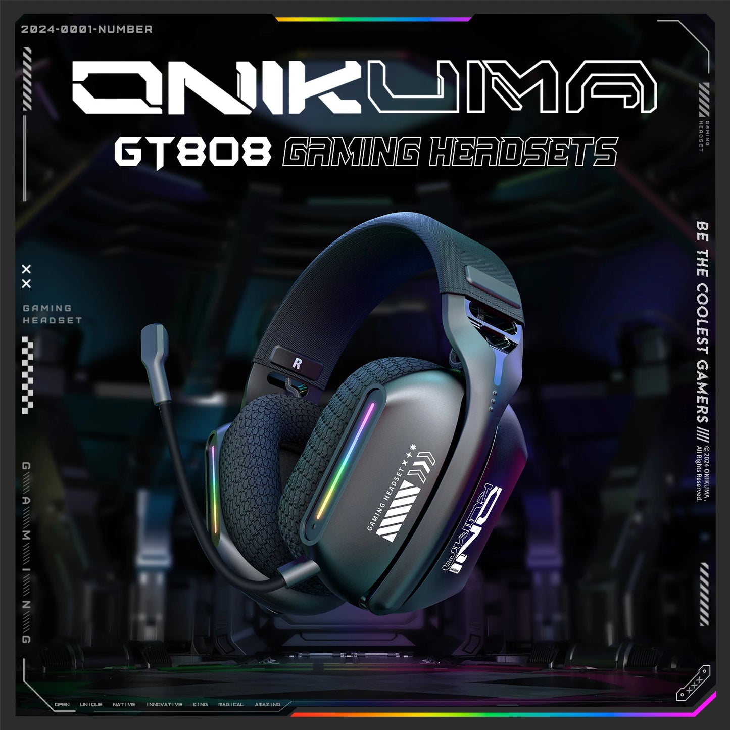 Cuffie gaming wireless ONIKUMA GT808 2.4G/Bluetooth/cablate a 3 modalità over-ear con microfono con cancellazione del rumore per PC PS4 PS5