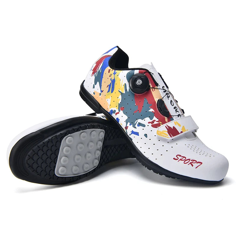 Zapatillas de ciclismo sin cierre para pedales planos, para hombre, zapatillas con calas para bicicleta, MTB, para mujer, transpirables, tipo bota para interior