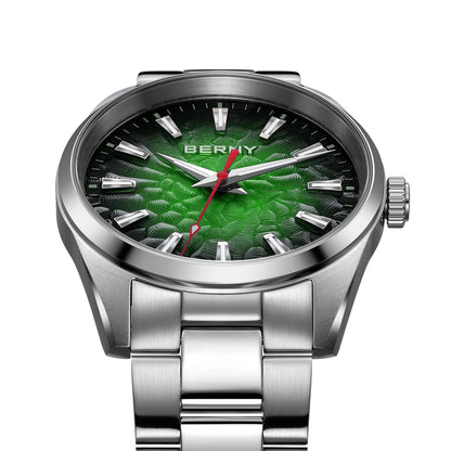 BERNY Herrenuhr – Quarzuhr, Saphirglas, leuchtende Zeiger, wasserdicht bis 10 ATM, komplett aus Edelstahl – Eleganter und lässiger Stil, ideal für den Alltag oder berufliche Anlässe
