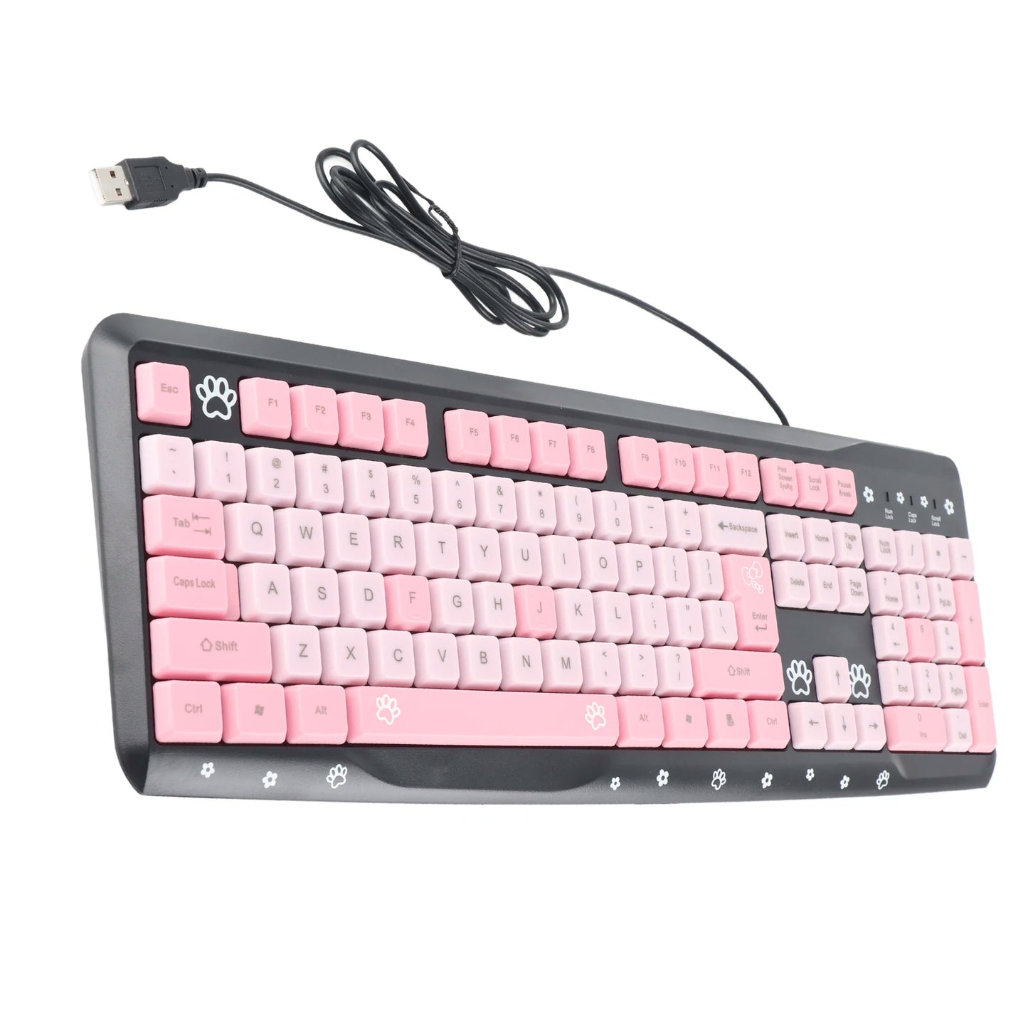 Tastiera cablata USB da 104 tasti ultrasottile, cute cartoon, ergonomica, Plug and Play per PC domestici e laptop