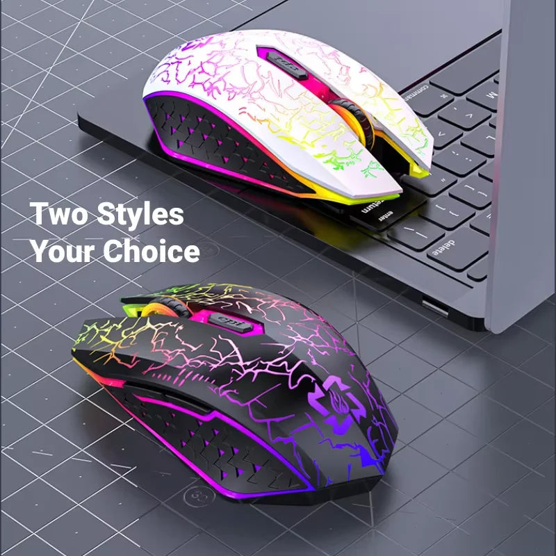 Ratón inalámbrico Bluetooth 2.4GHz recargable con retroiluminación RGB, 1600 DPI, diseño ergonómico, ratón gaming para PC, portátil y Macbook