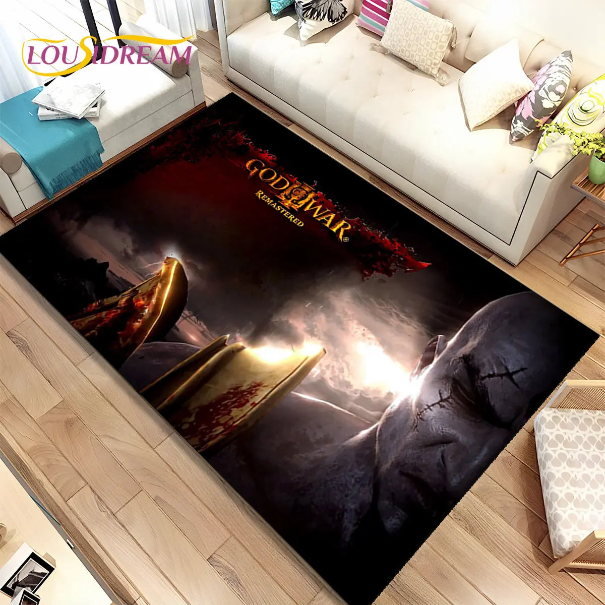God of War Game Gamers Kratos  Area Rug,Carpet Rug for Living Room Bedroom Sofa Doormat Decoration, Kids Play Non-slip Floor Mat