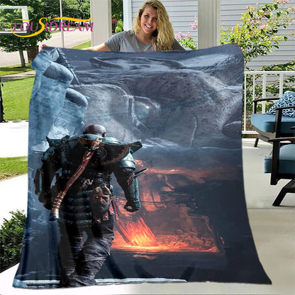 Game God of War Gamers Soft Plush Blanket,Flannel Blanket Throw Blanket for Living Room Bedroom Bed Sofa Picnic Cover Bettdecke