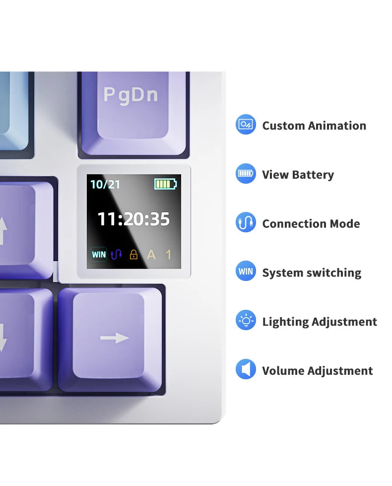 Teclado mecânico AJAZZ AK820 com layout compacto de 70%, iluminação RGB, switches hot-swappable, ligação com fios, sem fios e Bluetooth