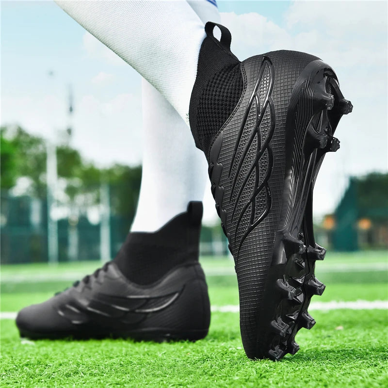 Superfly FG bottes de Football crampons de Football en plein air chaussures noires chaussures de Sport professionnelles souples bottes confortables respirantes grande taille