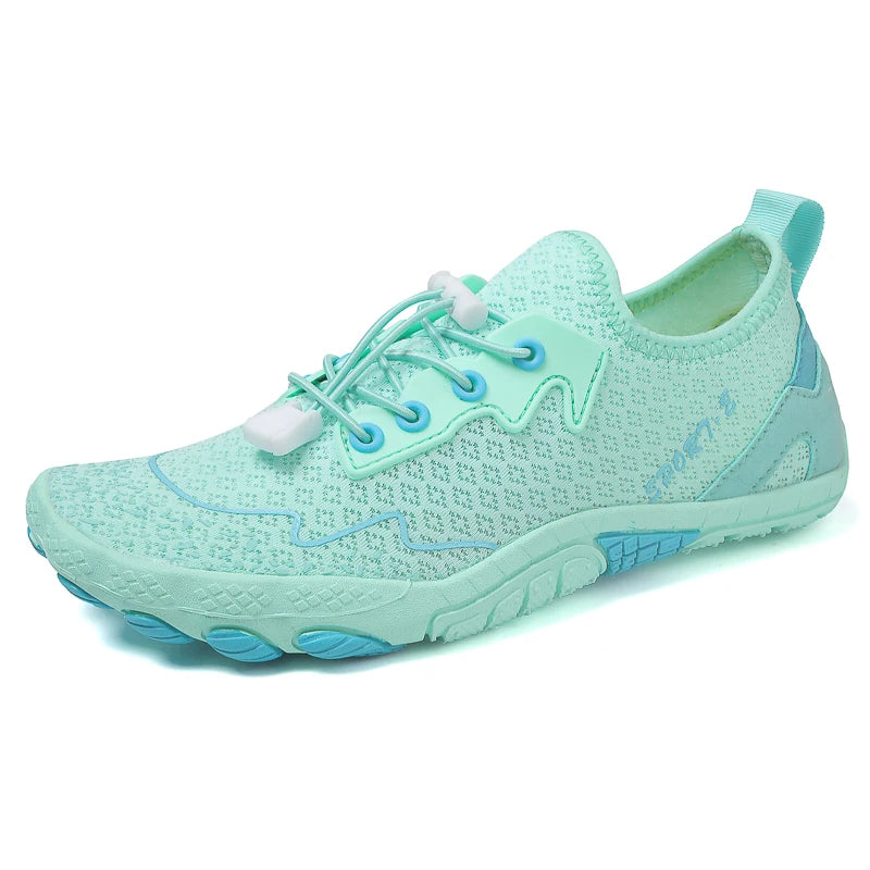 Novos sapatos aquáticos 2025 barefoot para praia e desporto, sapatos de natação antiderrapantes de alta qualidade, sapatos desportivos casuais de cinco dedos unissexo