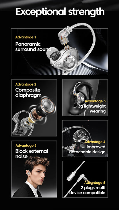 Original 15D Super Bass In-Ear Headphone With Mic 3.5mm AUX/Type-C Digital Chip Headset For iPhone 17 Huawei Xiaomi Android