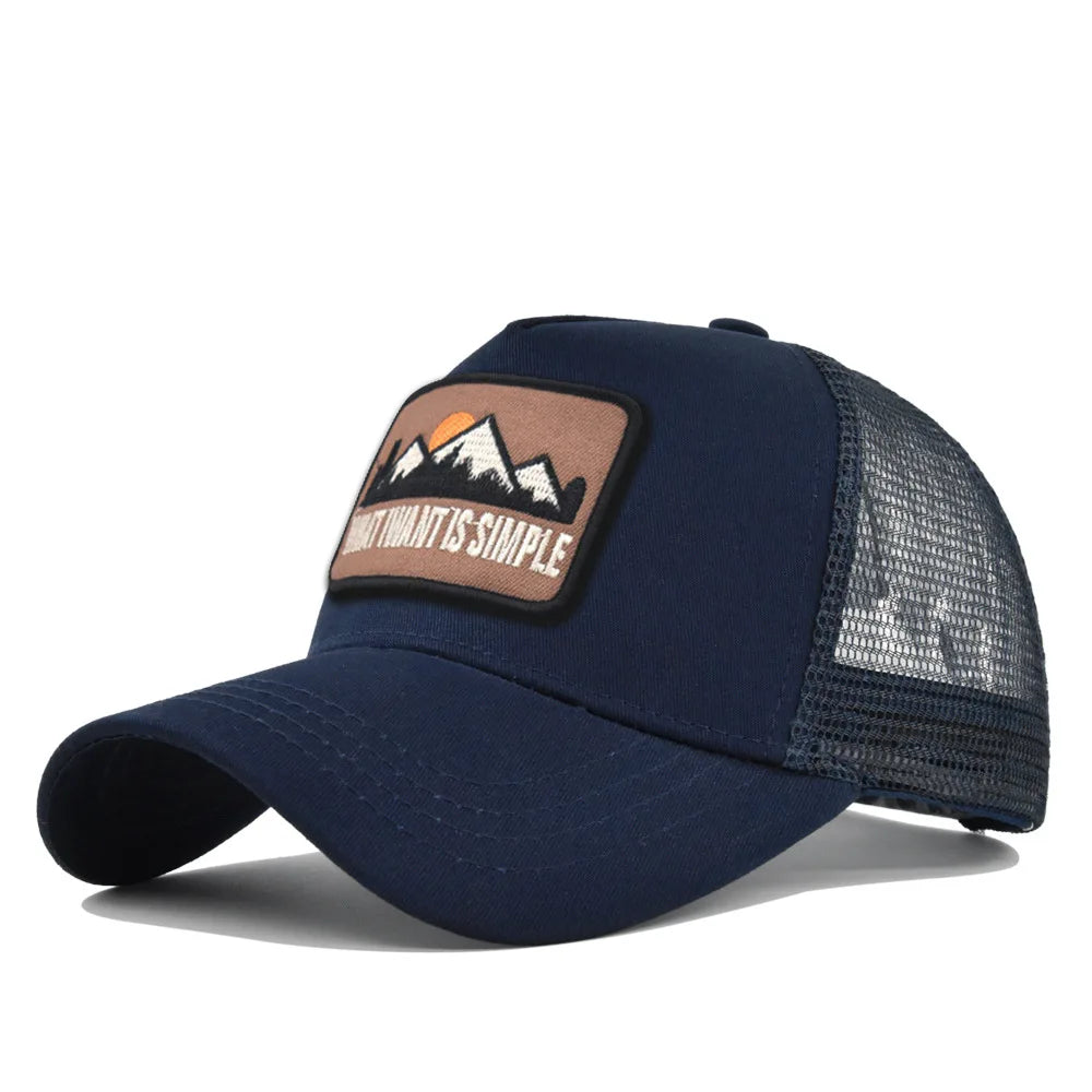 Letter Mesh Breathable Hat Women Men Embroidery Blocking Baseball Cap Sunshade Outdoor Sports Cycling Travel Sun Hat Dad Hat